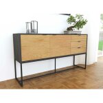 Deco in paris - buffet en enfilade 3 tiroirs 2 portes en bois clair et mtal noir