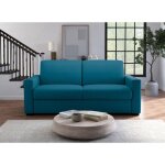 Deco in paris - canap convertible 3 places louna luxe en tissu bleu ptrole