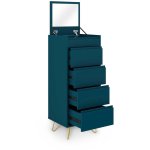 Deco in paris - commode 4 tiroirs bleu canard avec coiffeuse intgre darina