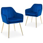Deco in paris - lot de 2 chaises avec accoudoirs en velours bleu edwige Deco in paris - lot de 2 chaises avec accoudoirs en velours bleu edwige