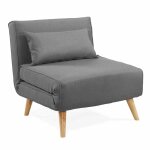 Deco in paris - fauteuil convertible en tissu gris tonka