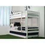 Deco in paris - lit superpos gigogne 3 couchages en bois blanc leopaul 90 x 190