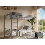 Deco in paris - lit superpos twins en mtal gris 90 x 190 cm + sommiers