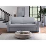 Deco in paris - canap convertible 3 places louna luxe en tissu gris ouverture