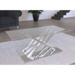 Deco in paris - table basse rectangulaire design avec pieds g�om�trique argent�s