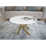 Deco in paris - table basse ronde design verre marbr et pieds dors melissa
