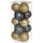 Dco de sapin lot de 15 boules de nol d 5 cm - or et bleu - feeric christmas