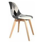 Chaise patchwork noir et blanc h 85 x p 54 x l 46, 50 cm pieds en bois brut design scandinave - livraison ...