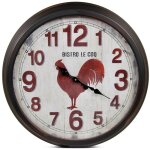 Decoration d ? autrefois - grande horloge ancienne murale bistro le coq - métal - rouge - bordeaux - ... Decoration d ? autrefois - grande horloge ancienne murale bistro le coq - métal - rouge - bordeaux - ...