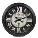 Decoration d ? autrefois - grande horloge ancienne murale h�tel les trois reines - m�tal - noir - d�coration ...