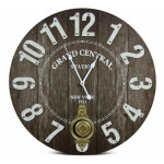 Decoration d ? autrefois - horloge ancienne balancier grand central station - bois - noir - dcoration ...