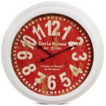 Decoration d ? autrefois - horloge ancienne murale chef le normand - m�tal - rouge - bordeaux - d�coration ...