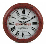 Decoration d ? autrefois - horloge ancienne murale eau quinine tonique - m�tal - rouge - bordeaux - d�coration ...