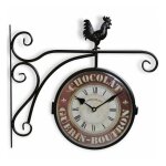 Horloge de gare ancienne double face chocolat guerin - boutron forge - fer forg� - rouge - bordeaux - ...