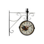 Decoration d ? autrefois - horloge de gare ancienne double face family coq forge - fer forg - blanc ...