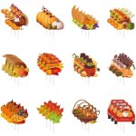 D�corations pour cupcakes de thanksgiving : citrouille, �rable, dinde, pics � g�teaux sur le th�me de ...