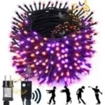D�coration ext�rieure d'halloween, guirlande lumineuse �tanche de 22 m�tres, 200 led, orange et violet, ...