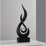 D�coration flamme moderne noire, statue minimaliste et sculpture abstraite pour salon et bureau