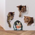D�coration du foyer de toilettes de chat mignon stickers muraux de salle de bains �tanche amovible mur ...