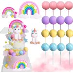 Decoration gateau licorne, 3d figurines cupcake toppers, 23pcs d�coration de g�teau arc en ciel, fournitures ...
