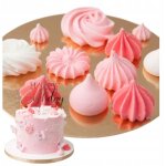 D�coration de g�teau en meringues roses et blanches, 11 pi�ces par g�teau