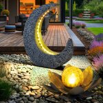 D�coration de jardin, lampes solaires pour l'ext�rieur, fleur de lotus, d�coration de table, table de ...