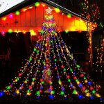 D�corations de no�l ext�rieures : cascade lumineuse de 3, 8 m, 350 led, 8 modes, multicolore, pour sapin ...