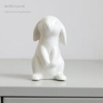 D�coration de p�ques : mini lapin en c�ramique blanche / mini lapin g