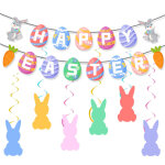 D�coration p�ques suspendue ? guirlande lapin et ?ufs pour f�te, printemps, fen�tre et salle de classe, ...