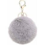 D�coration de porte - cl�s pendentif sac boule en fausse fourrure (gris) - fei yu
