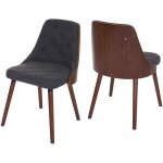 Dcoshop26 - lot de 2 chaises de salle  manger capitonn design chic en bois noyer et assise en tissu ...