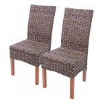 D�coshop26 - lot de 2 chaises de salle � manger kubu rattan design rustique rotin marron 040000178