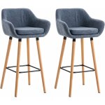 Lot de 2 tabourets de bar design et confortable en tissu bleu avec accoudoirs et repose - pieds 100000276 ...