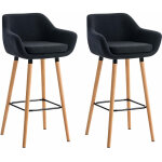 Dcoshop26 - lot de 2 tabourets de bar design et confortable en tissu noir avec accoudoirs et repose ...