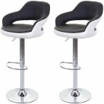 D�coshop26 - lot de 2 tabourets de bar avec dossier synth�tique noir et blanc rotatif et r�glable tdb04041 ...