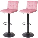 Dcoshop26 - lot de 2 tabourets de bar rglable en hauteur tissu velours rose velvet peids en mtal noir ...