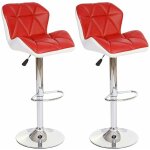 D�coshop26 - lot de 2 tabourets de bar avec repose - pieds synth�tique rouge et blanc tdb04024