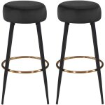 Décoshop26 - lot de 2 tabourets de bar en tissu velours noir cadre en métal avec repose - pieds tdb09217 ... Décoshop26 - lot de 2 tabourets de bar en tissu velours noir cadre en métal avec repose - pieds tdb09217 ...