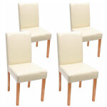 Décoshop26 - lot de 4 chaises de salle à manger cuisine en cuir crème pieds en bois clair design moderne ... Décoshop26 - lot de 4 chaises de salle à manger cuisine en cuir crème pieds en bois clair design moderne ...