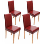 Lot de 4 chaises de salle � manger cuisine en cuir rouge pieds en bois clair design moderne 040000556 ...