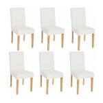 D�coshop26 ? lot de 6 chaises de salle � manger en synth�tique blanc mat ? assise rembourr�e ? pieds ...