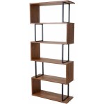 D�coshop26 - biblioth�que �tag�re sur pied en m�tal et bois v�ritable 4 niveaux 142x60cm 040001281