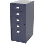 D�coshop26 - caisson � tiroirs meuble de rangement bureau sur roulettes 69x28x41cm 5 tiroirs acier gris ...
