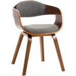 D�coshop26 - chaise de bureau sans roulettes visiteur en tissu et bois design retro et confort maximal ...