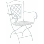Dcoshop26 - chaise de jardin en fer forg blanc avec accoudoir mdj10074