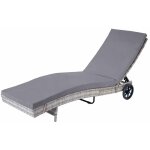 Dcoshop26 - chaises longues bain de soleil transat de jardin en poly - rotin gris oreiller gris fonc ...