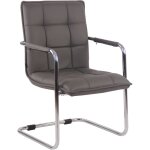 Décoshop26 - chaise visiteur fauteuil de bureau sans roulettes en cuir synthétique gris cadre métal bur10468 ... Décoshop26 - chaise visiteur fauteuil de bureau sans roulettes en cuir synthétique gris cadre métal bur10468 ...
