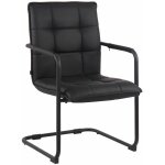 D�coshop26 - chaise visiteur fauteuil de bureau sans roulettes en synth�tique noir cadre m�tal noir bur10479 ...