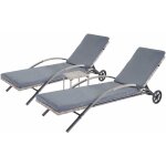 D�coshop26 - ensemble de 2 chaises longues bain de soleil transat de jardin avec petite table polyrotin ...