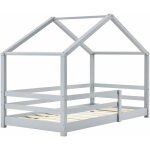 Décoshop26 - lit cabane pour enfant forme de maison avec barrière de sécurité en bois de pin gris 70 ... Décoshop26 - lit cabane pour enfant forme de maison avec barrière de sécurité en bois de pin gris 70 ...